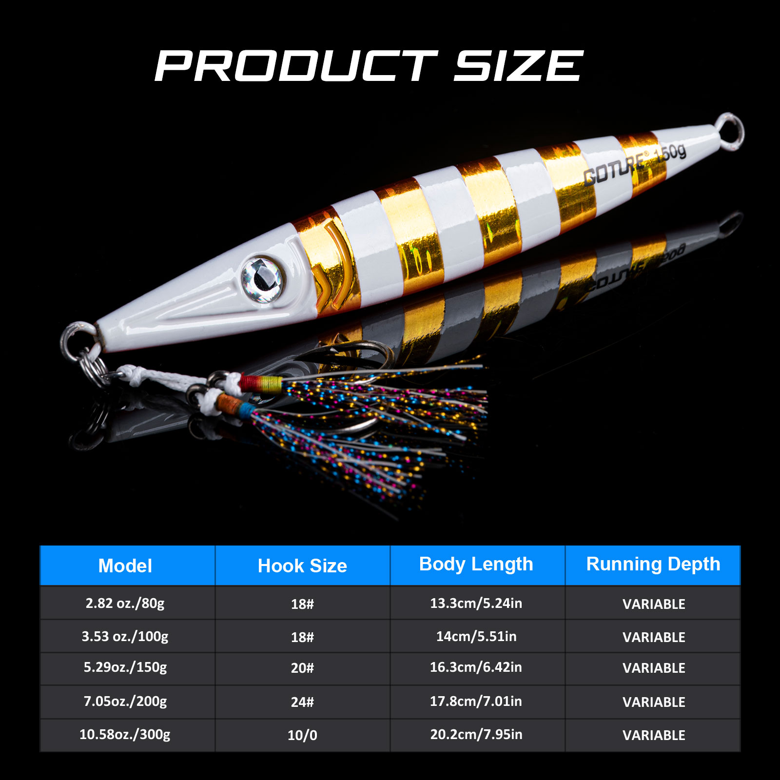 Goture Luminous Fast Sinking J - Jigger Double Sided review and price