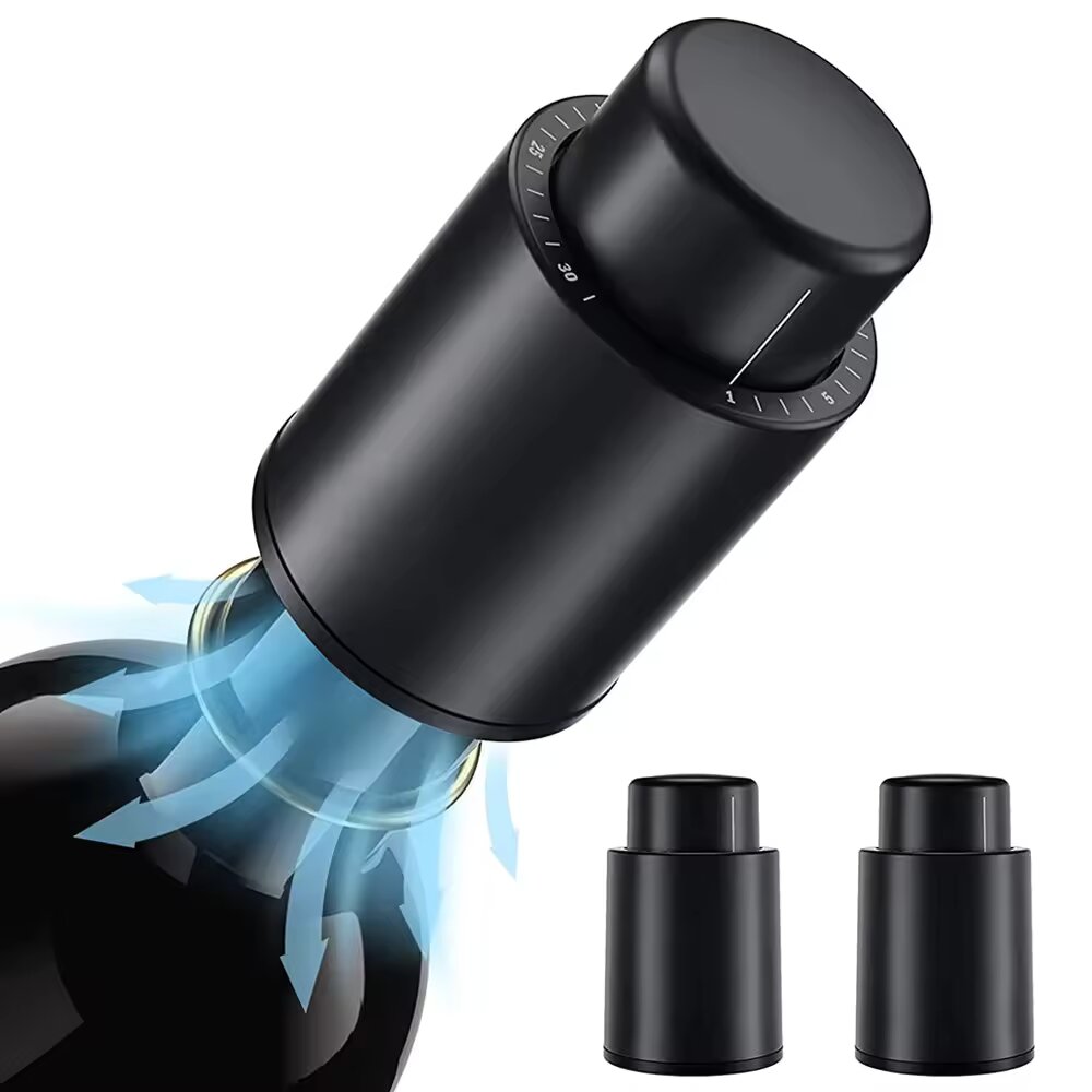 Black Vacuum-Sealed Wine Bottl - Wine Preservation Pump review and price