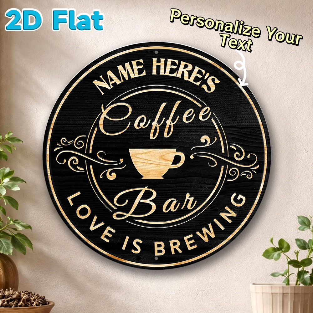 Custom Name Coffee Bar Round M - Home Bar And Kitchen review and price