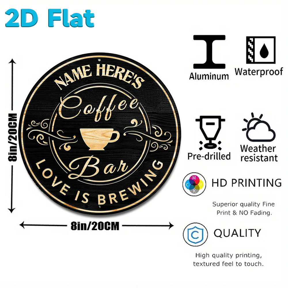 Custom Name Coffee Bar Round M - Home Bar And Kitchen review and price