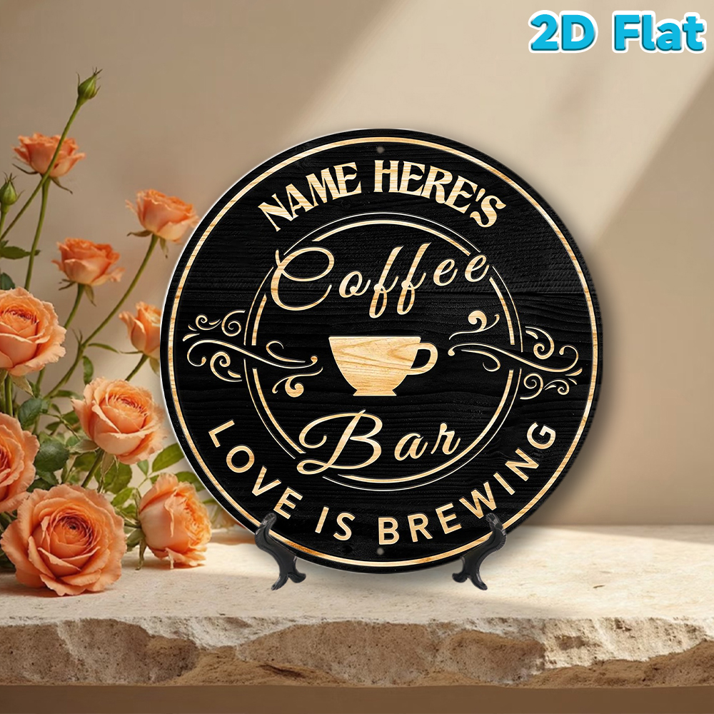 Custom Name Coffee Bar Round M - Home Bar And Kitchen review and price