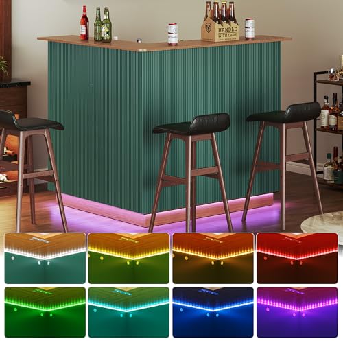 Green Fluted L-Shape Corner Ba - Home Bar And Fridge review and price