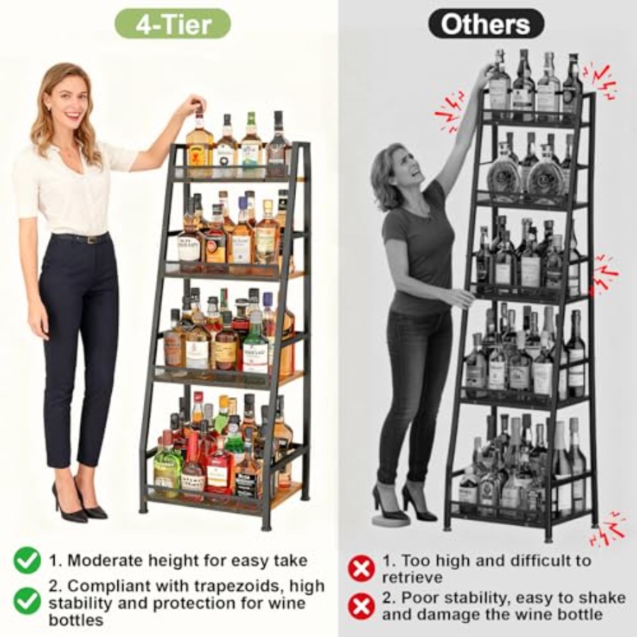 4-Tier Trapezoid Liquor Stand  - Home Bar Stand review and price