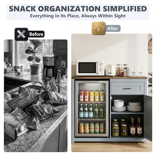 Farmhouse-Style 41.7 Inch Blue - Home Bar And Fridge review and price