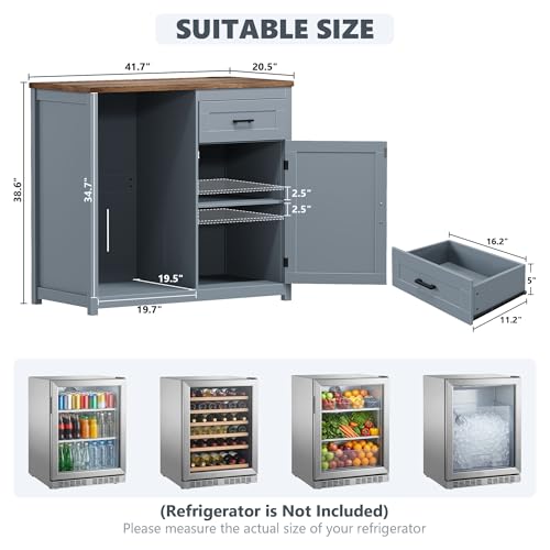 Farmhouse-Style 41.7 Inch Blue - Home Bar And Fridge review and price