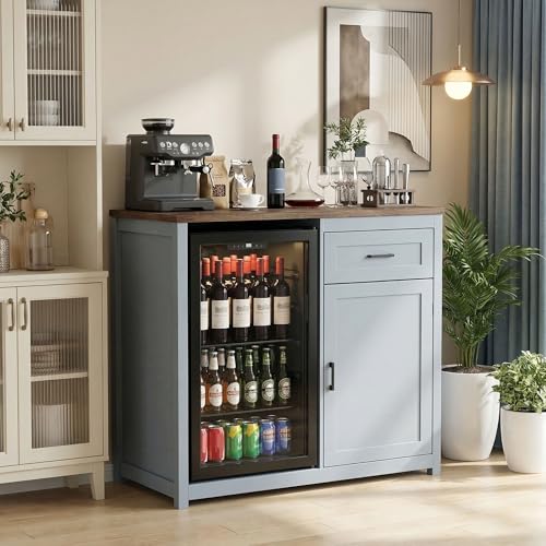 Farmhouse-Style 41.7 Inch Blue - Home Bar And Fridge review and price