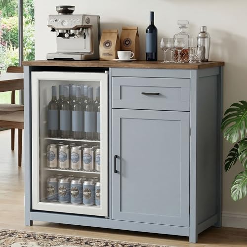 Farmhouse-Style 41.7 Inch Blue - Home Bar And Fridge review and price