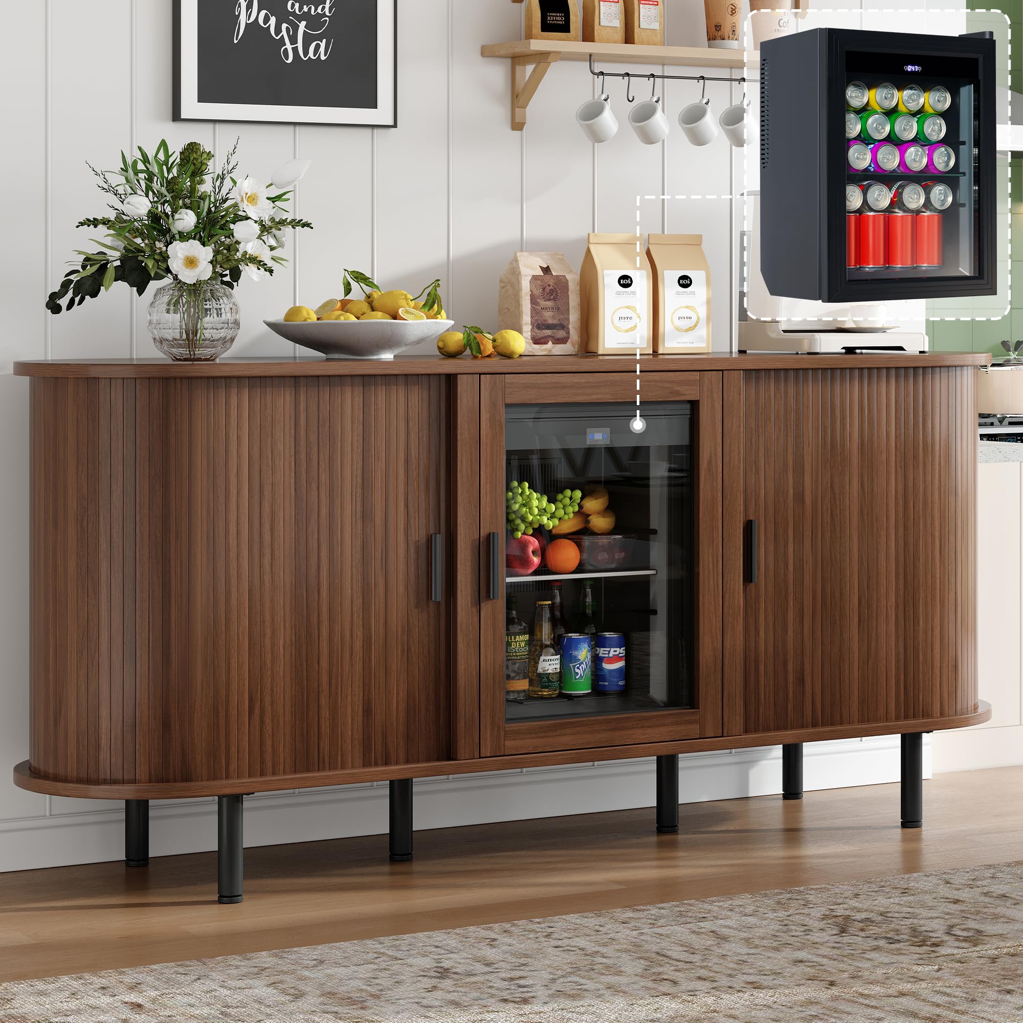 70 Inch Coffee Bar Cabinet Wit - Home Bar And Fridge review and price